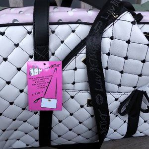 Betsey Johnson Weekender bag with matching wristlet/xbody bag. Polka Dot.